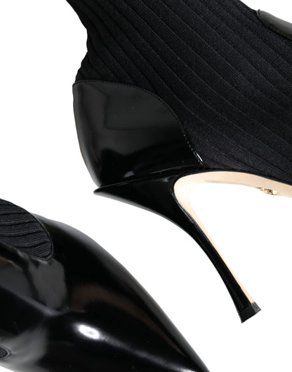 Dolce &amp; Gabbana - Bottines, chaussettes et talons aiguilles extensibles noirs