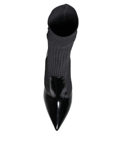 Dolce &amp; Gabbana - Bottines, chaussettes et talons aiguilles extensibles noirs