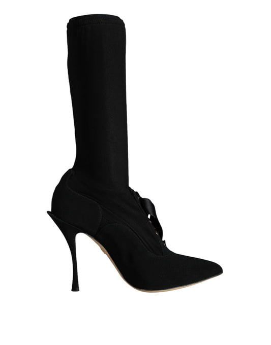Bottes mi-mollet noires à talons aiguilles Dolce &amp; Gabbana