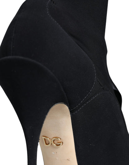 Bottes mi-mollet noires à talons aiguilles Dolce &amp; Gabbana