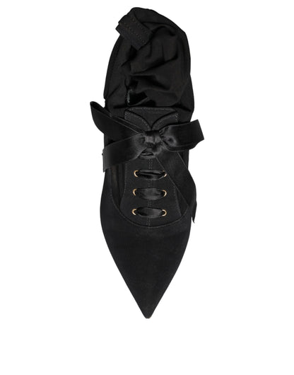 Bottes mi-mollet noires à talons aiguilles Dolce &amp; Gabbana
