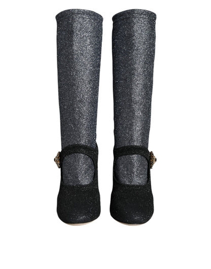 Bottines Mary Janes noires à cristaux Dolce &amp; Gabbana