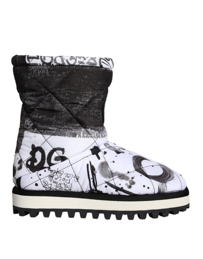 Bottes mi-mollet blanches matelassées à imprimé logo Dolce &amp; Gabbana