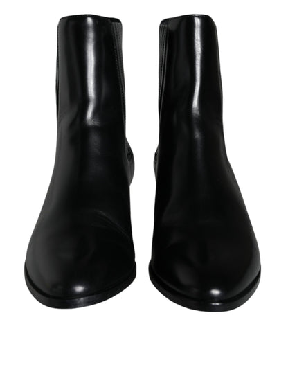 Bottines en cuir noir Dolce &amp; Gabbana