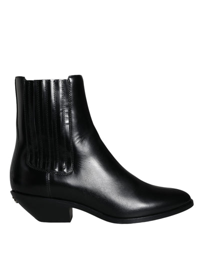 Bottines en cuir noir Dolce &amp; Gabbana
