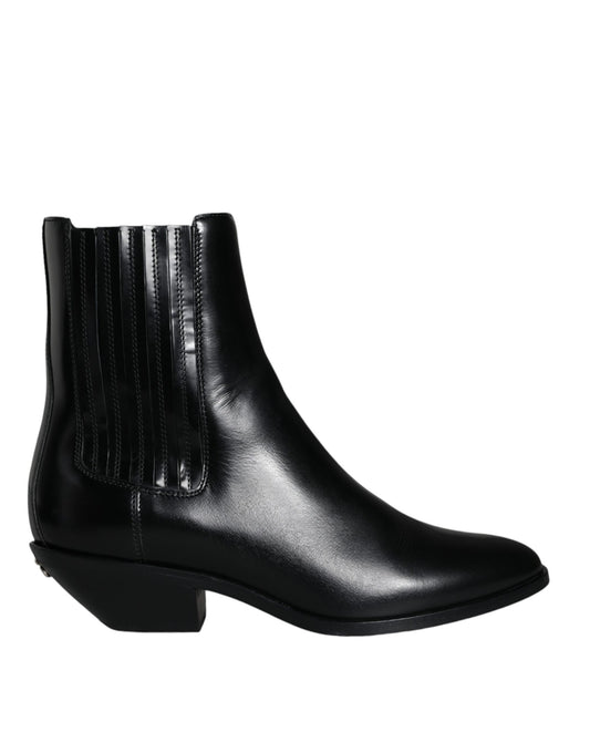 Bottines en cuir noir Dolce &amp; Gabbana