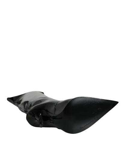 Bottes hautes en cuir verni noir Dolce &amp; Gabbana