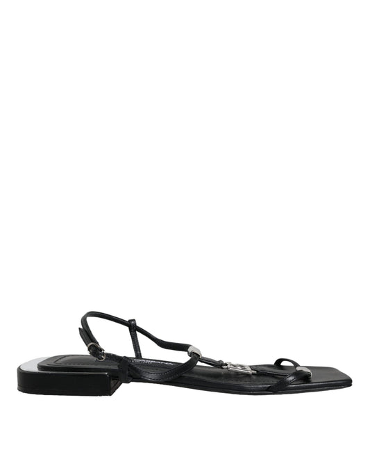 Dolce & Gabbana Black Leather Logo Ankle Strap Keira Sandals Shoes by Dolce & Gabbana