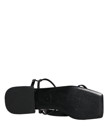 Dolce & Gabbana Black Leather Logo Ankle Strap Keira Sandals Shoes by Dolce & Gabbana