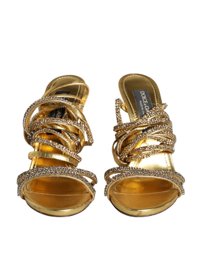 Dolce & Gabbana Gold Crystals Keira Heels Sandals Shoes by Dolce & Gabbana