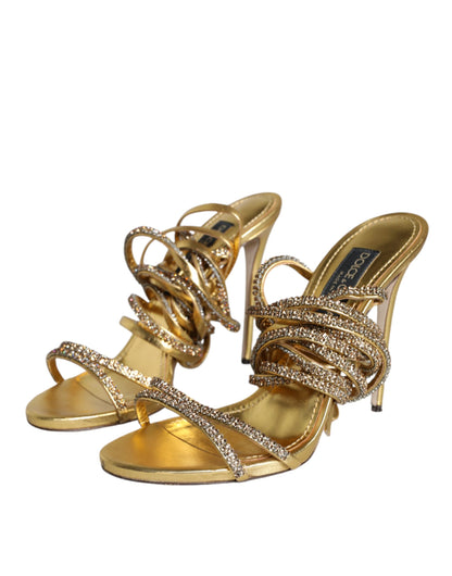Dolce & Gabbana Gold Crystals Keira Heels Sandals Shoes by Dolce & Gabbana