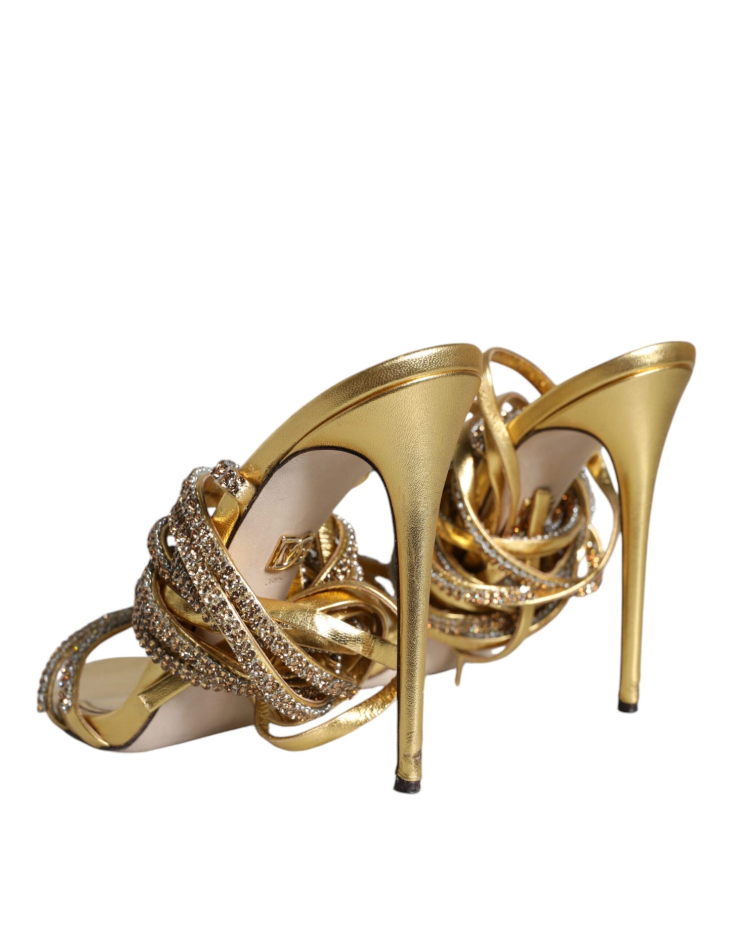 Dolce & Gabbana Gold Crystals Keira Heels Sandals Shoes by Dolce & Gabbana