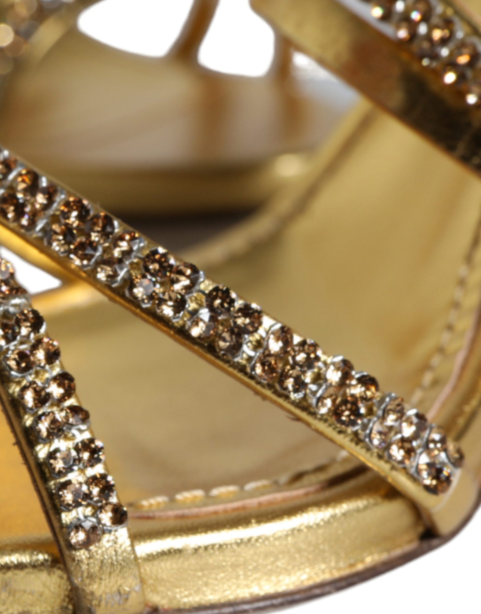 Dolce & Gabbana Gold Crystals Keira Heels Sandals Shoes by Dolce & Gabbana