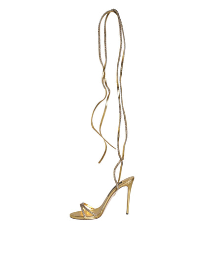 Dolce & Gabbana Gold Crystals Keira Heels Sandals Shoes by Dolce & Gabbana