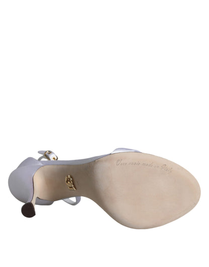 Dolce & Gabbana White KEIRA Heels Ankle Strap Sandals Shoes by Dolce & Gabbana