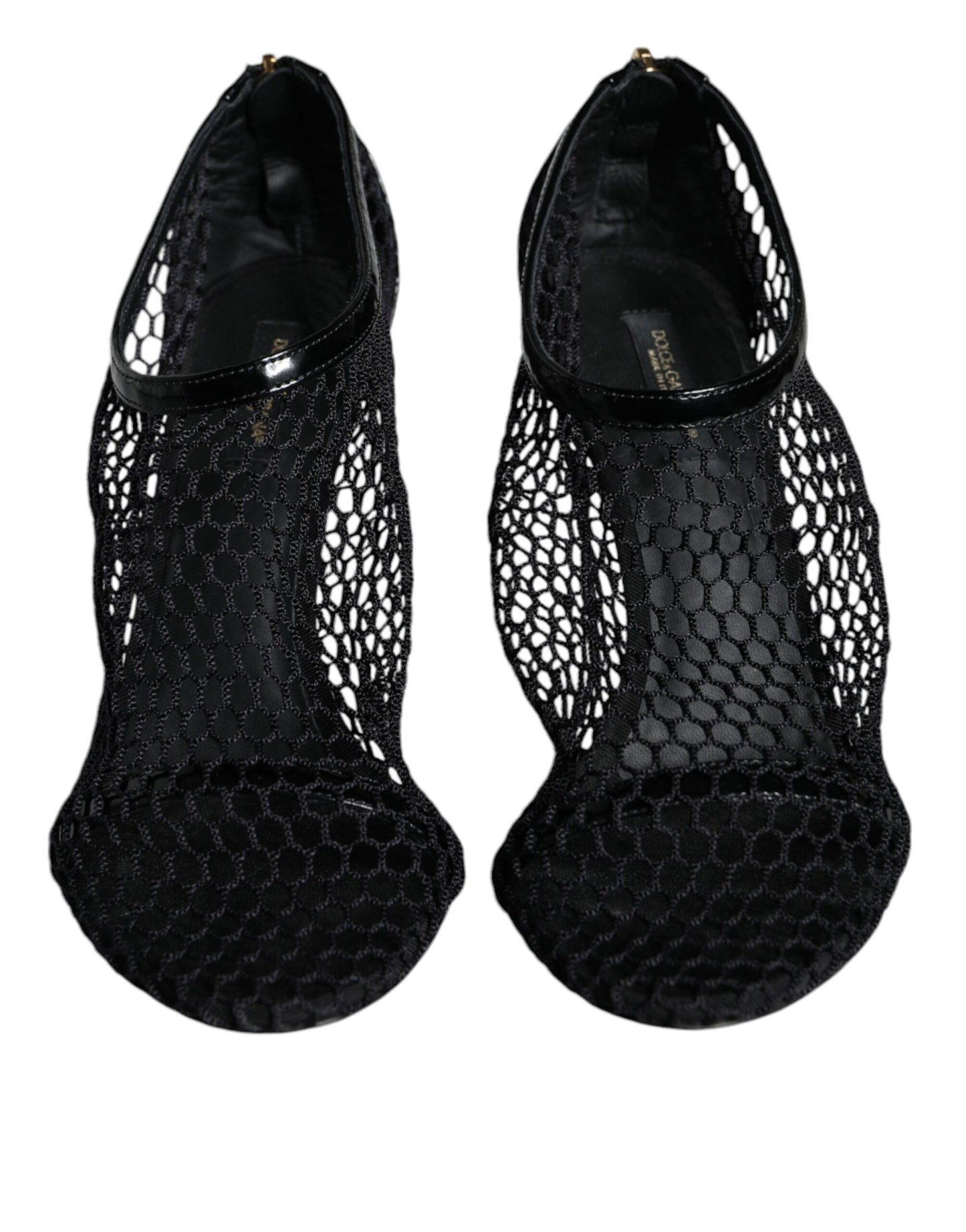 Dolce & Gabbana Black Mesh Leather Heels Keira Sandals Shoes by Dolce & Gabbana