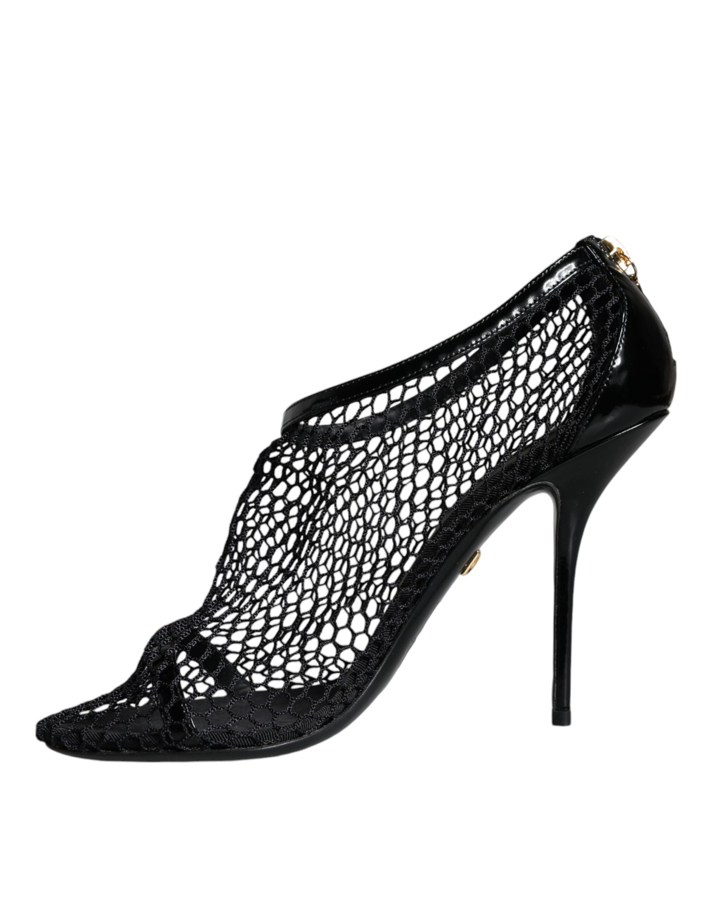 Dolce & Gabbana Black Mesh Leather Heels Keira Sandals Shoes by Dolce & Gabbana