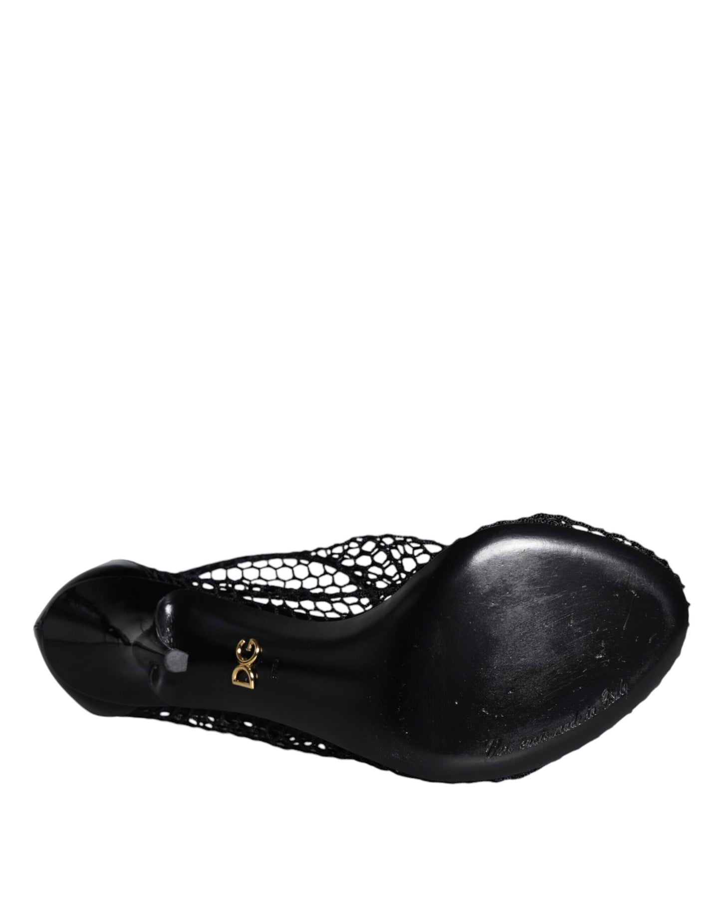 Dolce & Gabbana Black Mesh Leather Heels Keira Sandals Shoes by Dolce & Gabbana