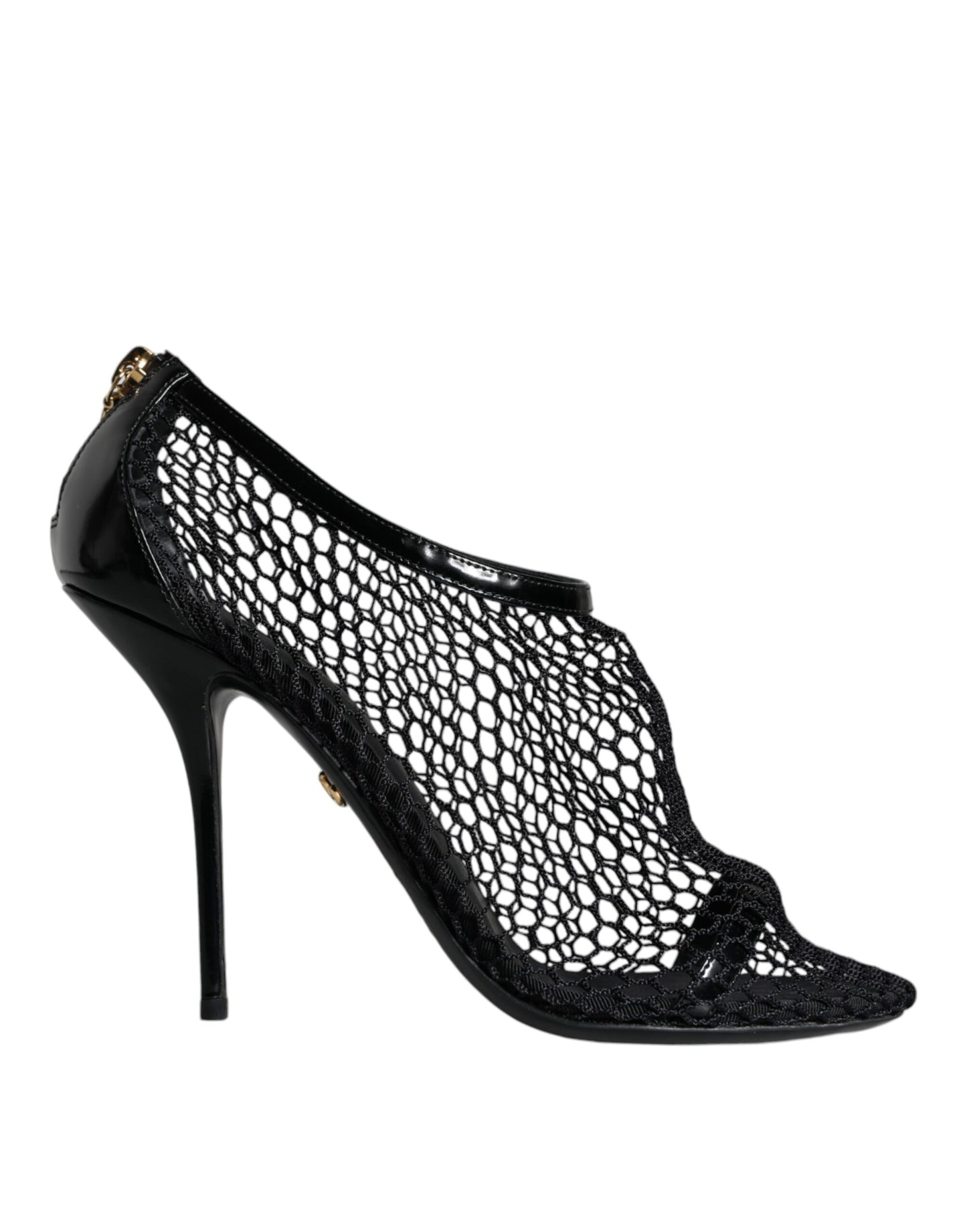 Dolce & Gabbana Black Mesh Leather Heels Keira Sandals Shoes by Dolce & Gabbana