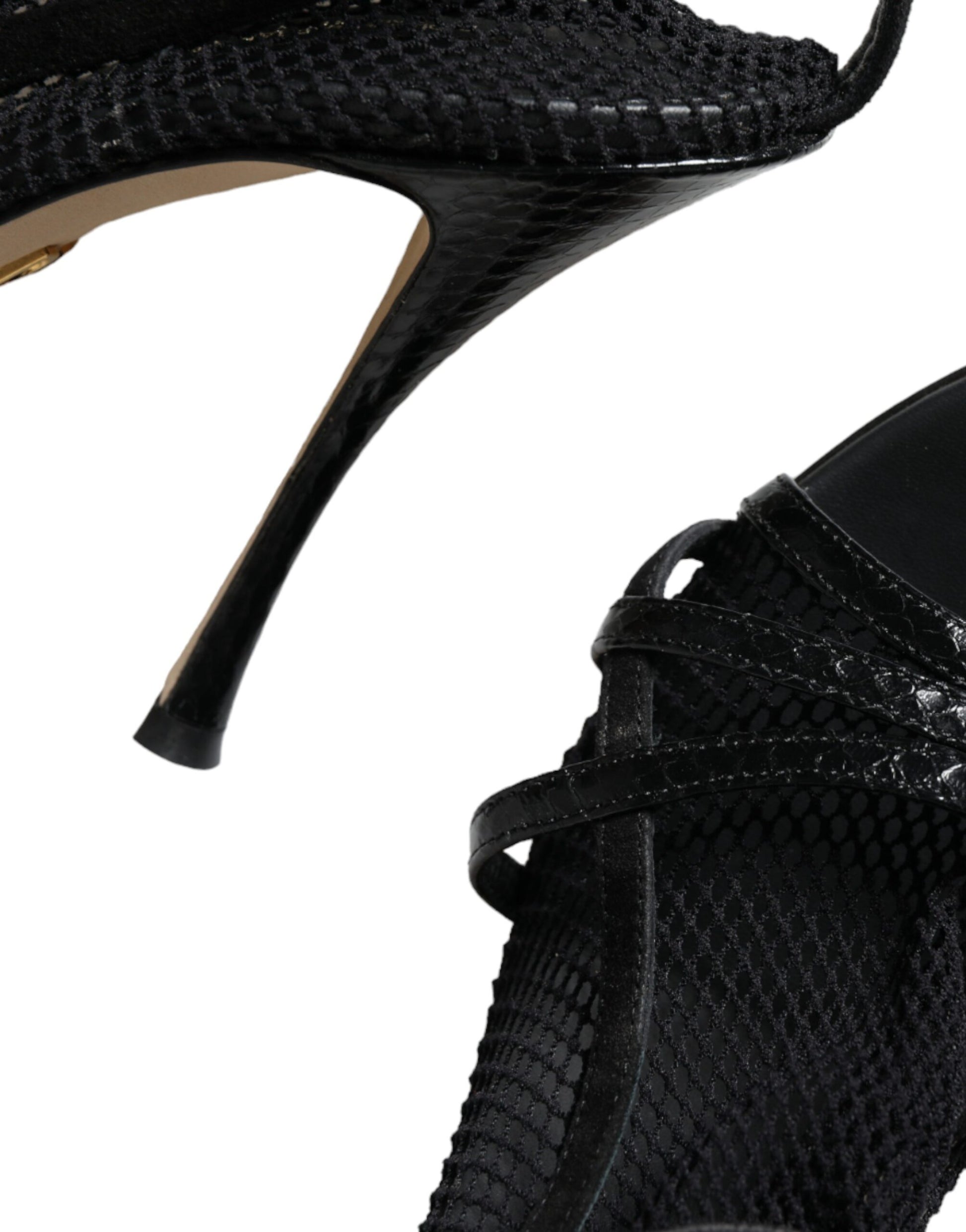 Dolce & Gabbana Black Mesh Stiletto Heels Sandals Shoes by Dolce & Gabbana