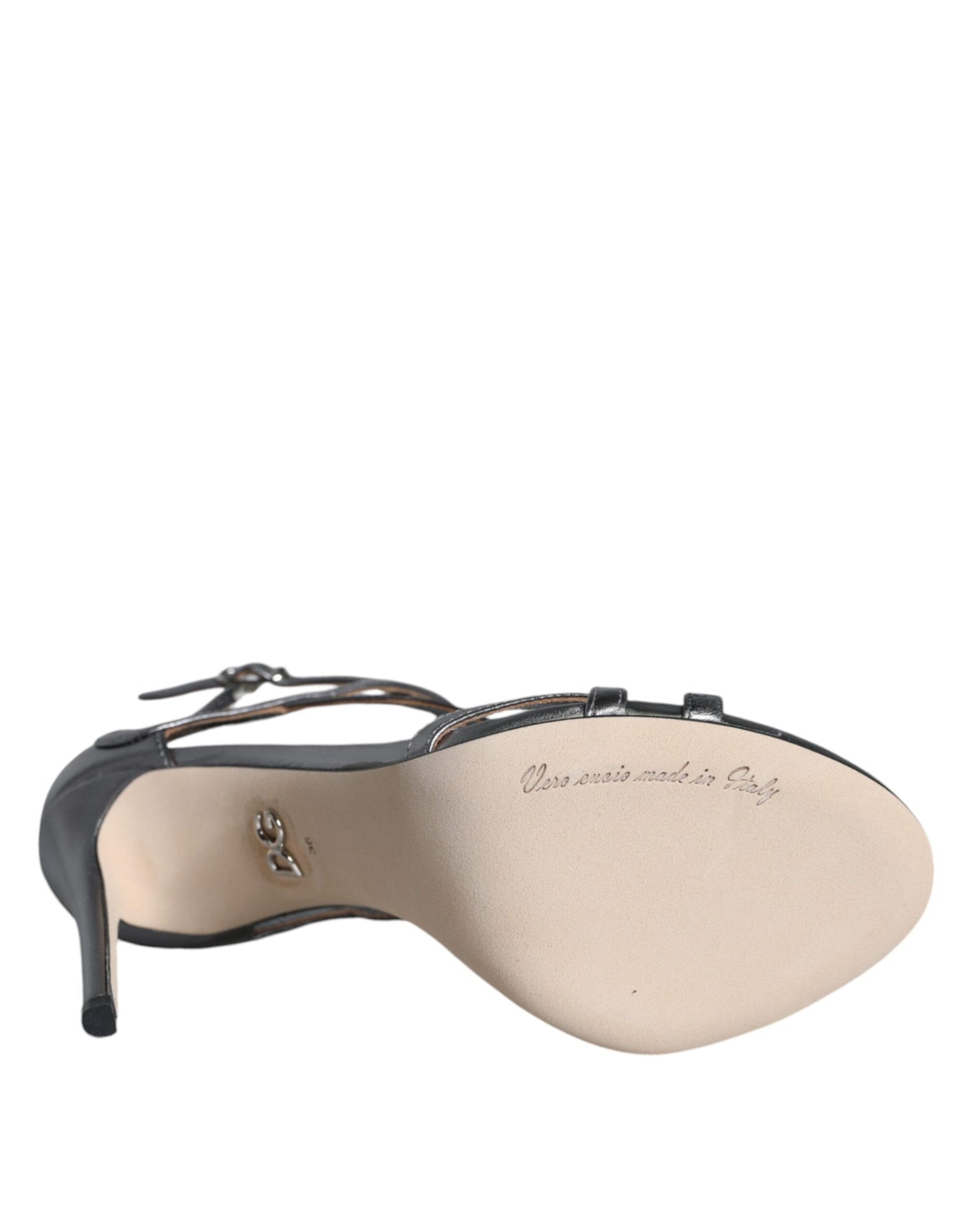 Dolce & Gabbana Silver Keira Leather Heels Sandals Shoes by Dolce & Gabbana