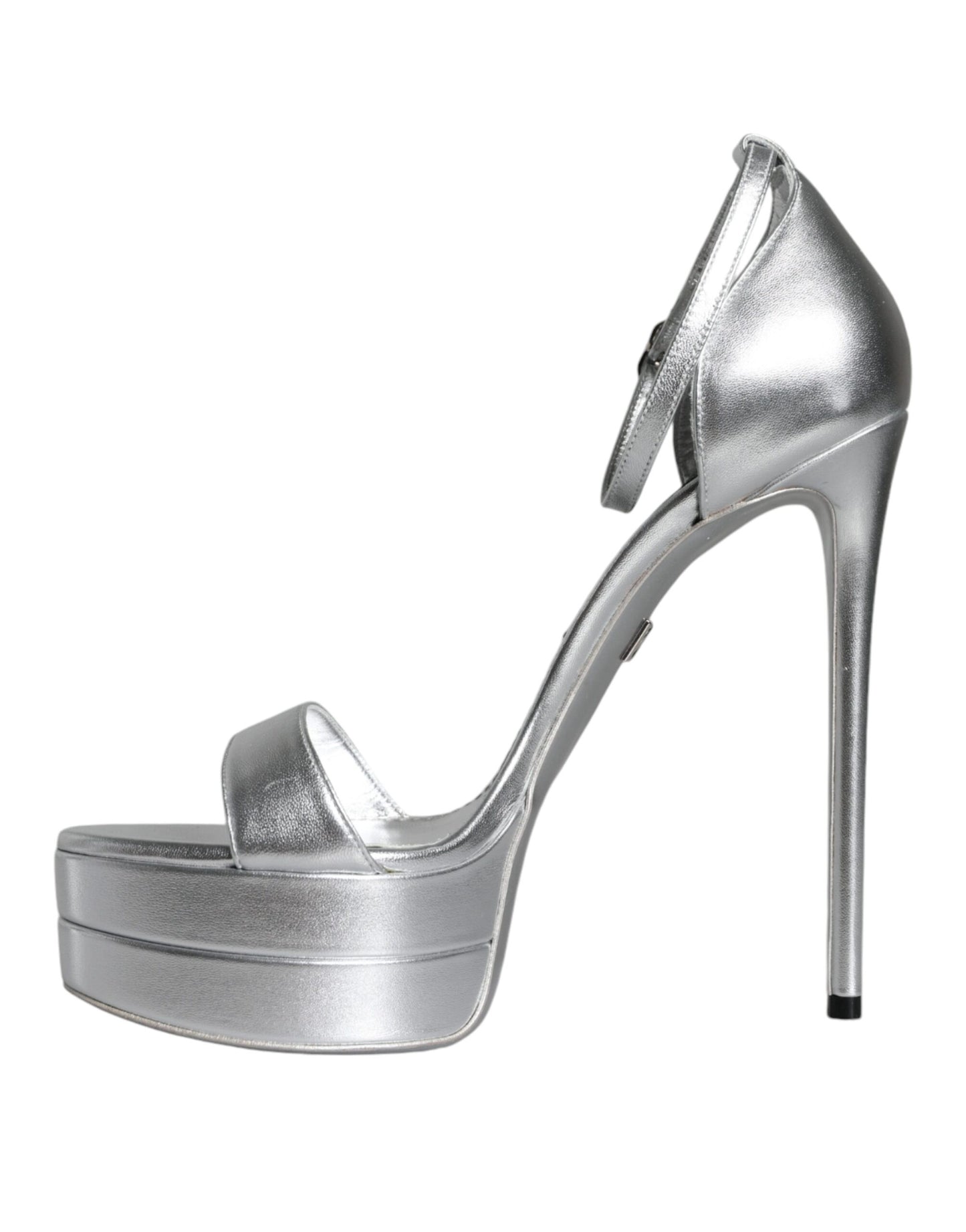 Dolce & Gabbana Silver Leather Platform Keira Sandals Shoes by Dolce & Gabbana