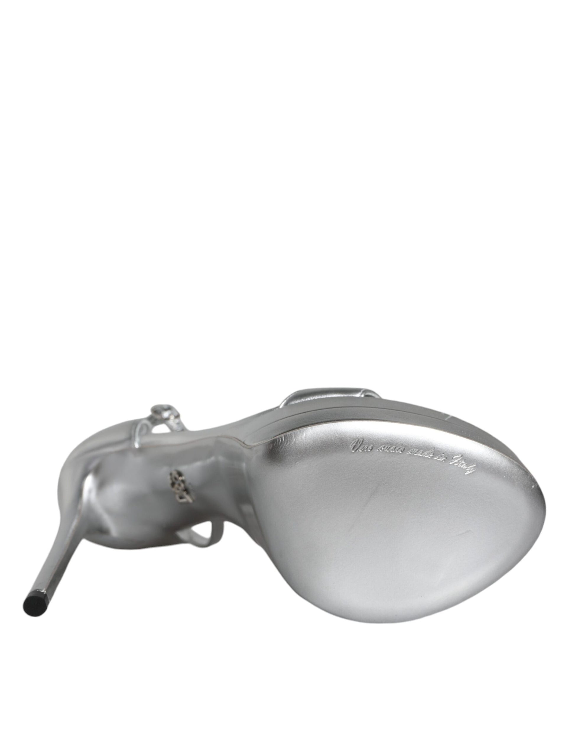 Dolce & Gabbana Silver Leather Platform Keira Sandals Shoes by Dolce & Gabbana