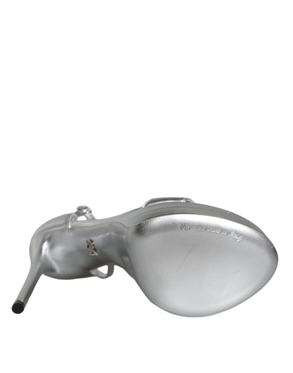 Dolce & Gabbana Silver Leather Platform Keira Sandals Shoes by Dolce & Gabbana