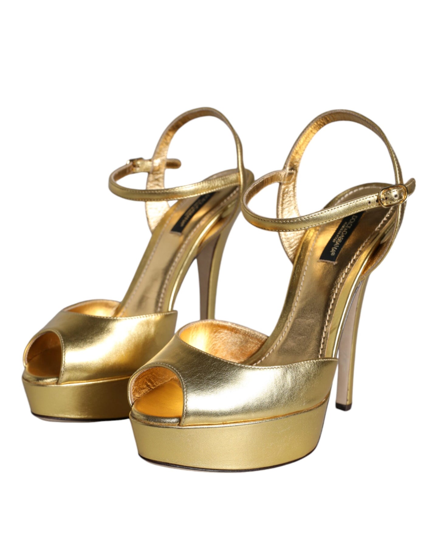 Dolce & Gabbana Gold Bette Leather Heels Sandals Shoes by Dolce & Gabbana