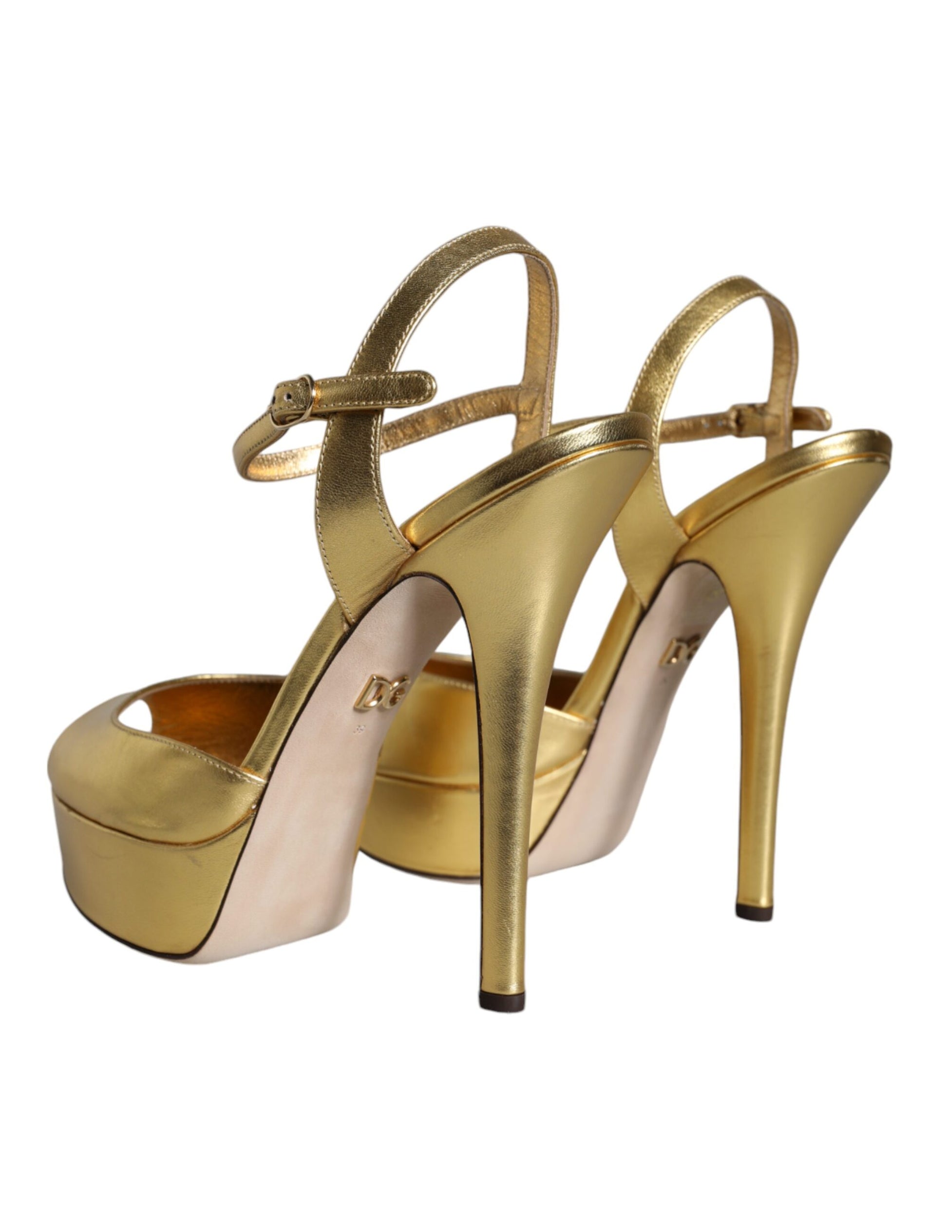 Dolce & Gabbana Gold Bette Leather Heels Sandals Shoes by Dolce & Gabbana