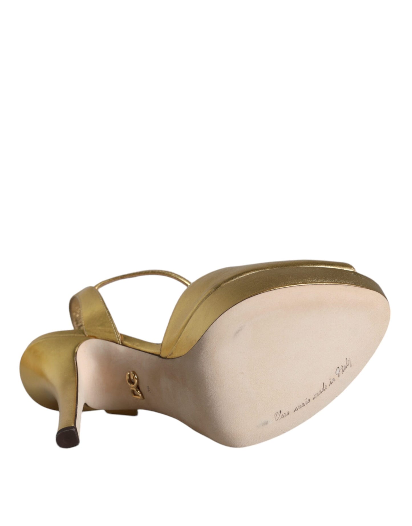 Dolce & Gabbana Gold Bette Leather Heels Sandals Shoes by Dolce & Gabbana