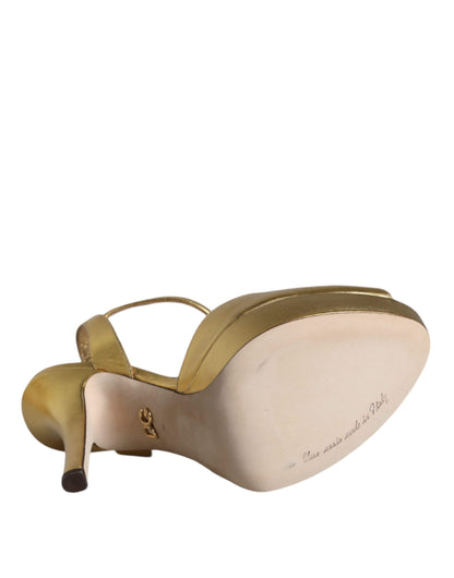 Dolce & Gabbana Gold Bette Leather Heels Sandals Shoes by Dolce & Gabbana