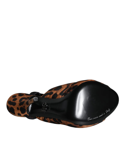 Dolce & Gabbana Brown Leopard Keira Slingback Sandals Shoes by Dolce & Gabbana