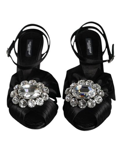 Dolce & Gabbana Black Crystal Ankle Strap Sandals Shoes by Dolce & Gabbana