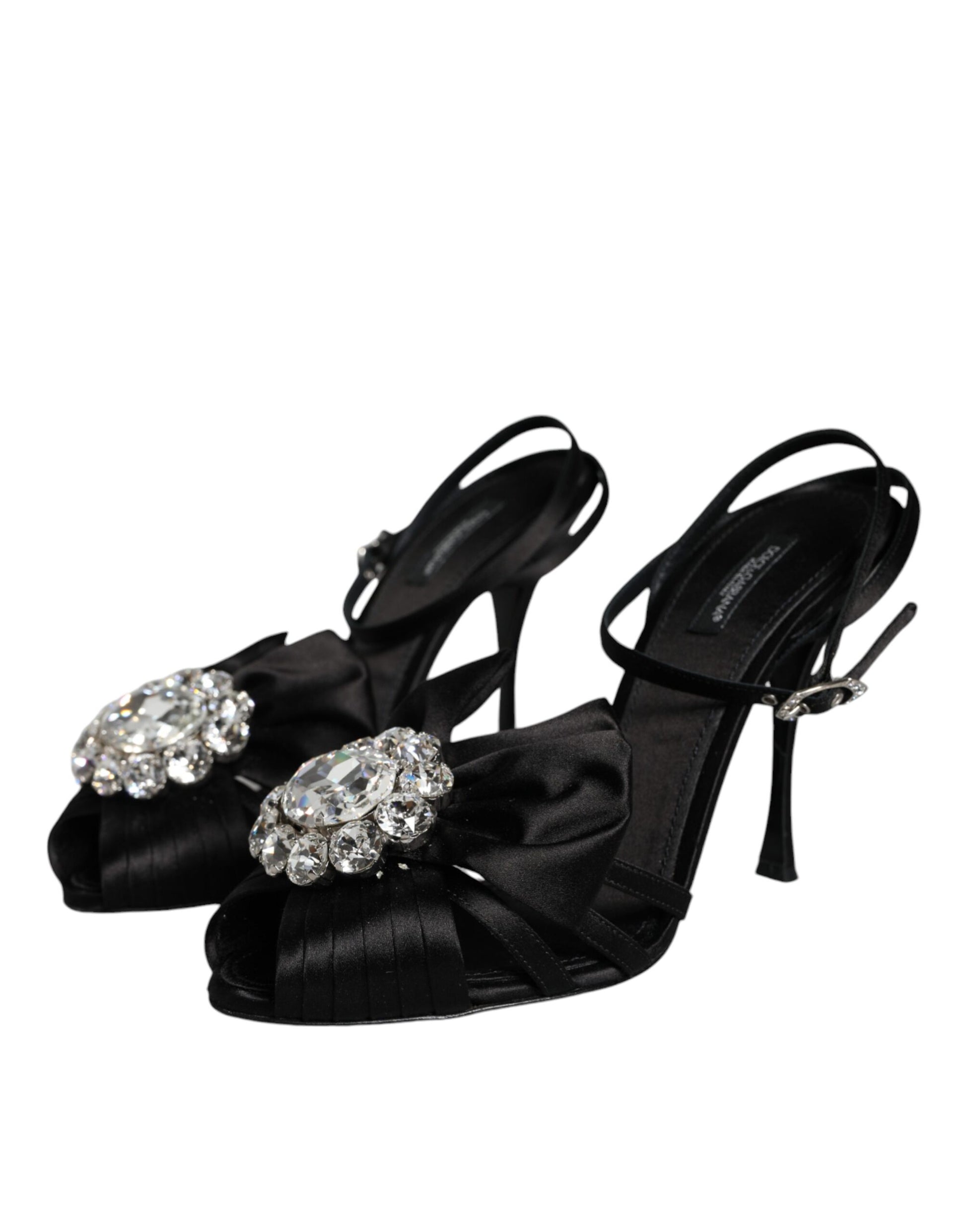 Dolce & Gabbana Black Crystal Ankle Strap Sandals Shoes by Dolce & Gabbana
