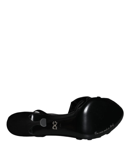 Dolce & Gabbana Black Crystal Ankle Strap Sandals Shoes by Dolce & Gabbana