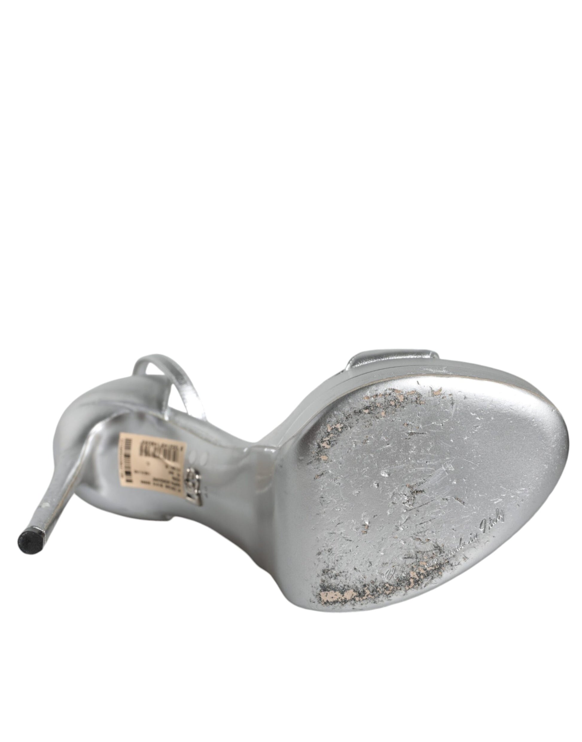 Dolce & Gabbana Silver KEIRA Heels Ankle Strap Sandals Shoes by Dolce & Gabbana