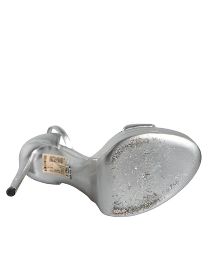 Dolce & Gabbana Silver KEIRA Heels Ankle Strap Sandals Shoes by Dolce & Gabbana