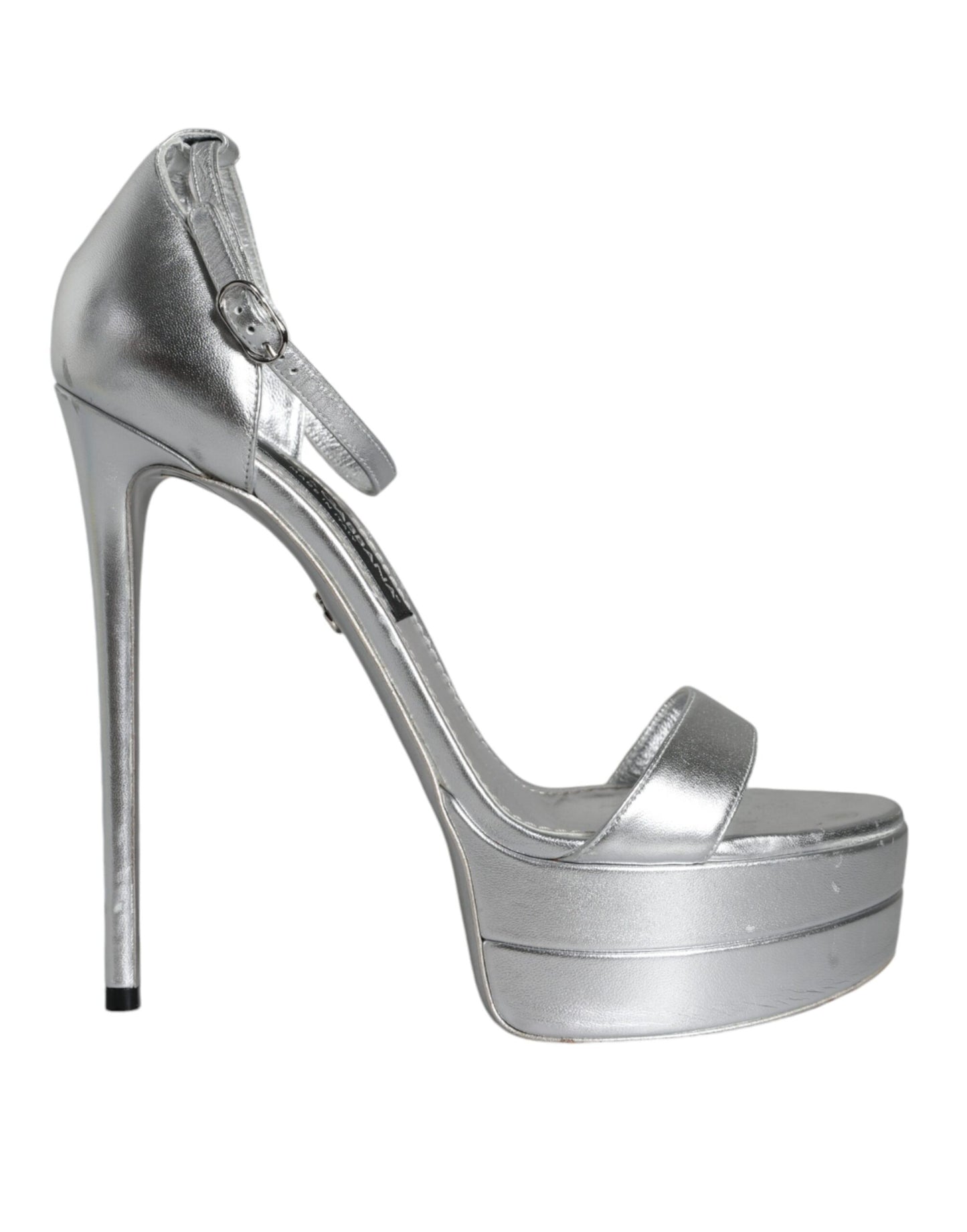 Dolce & Gabbana Silver KEIRA Heels Ankle Strap Sandals Shoes by Dolce & Gabbana