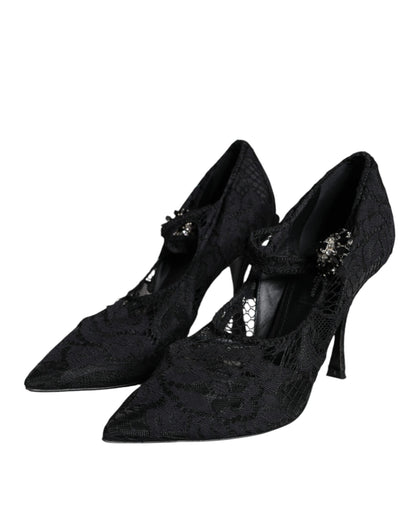 Escarpins Mary Jane noirs Dolce &amp; Gabbana en dentelle et cristaux