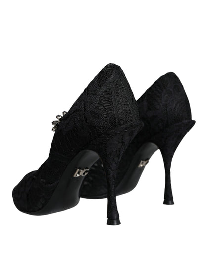 Escarpins Mary Jane noirs Dolce &amp; Gabbana en dentelle et cristaux