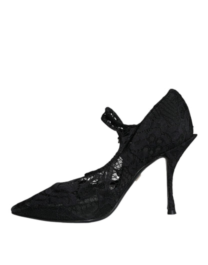 Escarpins Mary Jane noirs Dolce &amp; Gabbana en dentelle et cristaux
