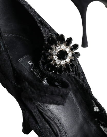 Escarpins Mary Jane noirs Dolce &amp; Gabbana en dentelle et cristaux
