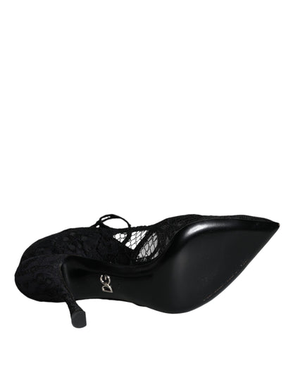 Escarpins Mary Jane noirs Dolce &amp; Gabbana en dentelle et cristaux