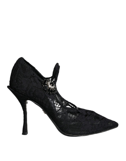 Escarpins Mary Jane noirs Dolce &amp; Gabbana en dentelle et cristaux