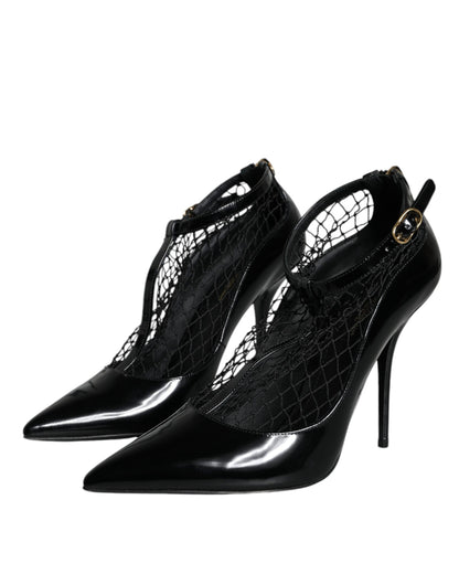Escarpins à talons en cuir verni noir Dolce &amp; Gabbana