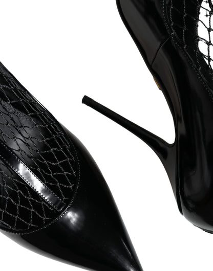 Escarpins à talons en cuir verni noir Dolce &amp; Gabbana