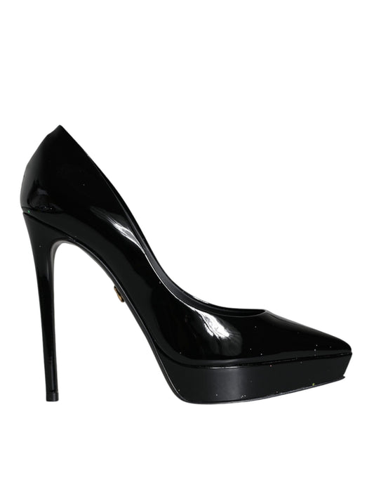Escarpins à talons compensés en cuir noir Dolce &amp; Gabbana