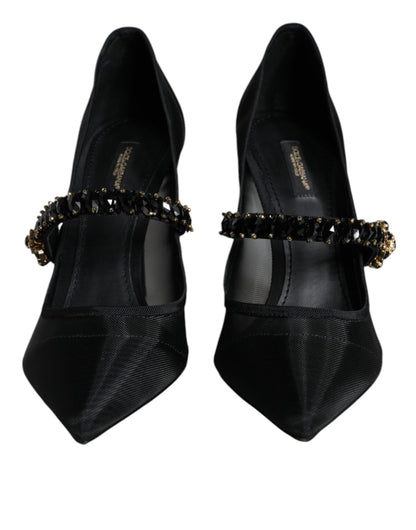 Escarpins Dolce &amp; Gabbana en maille noire Mary Jane à talons en cristal