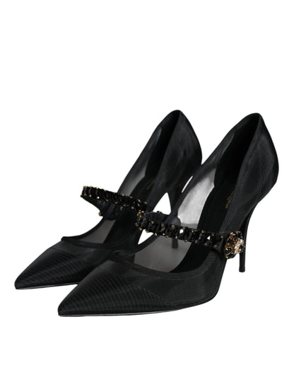 Escarpins Dolce &amp; Gabbana en maille noire Mary Jane à talons en cristal